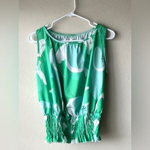 Green Floral Sleeveless Top